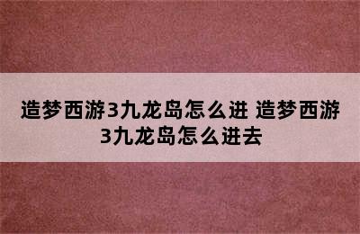 造梦西游3九龙岛怎么进 造梦西游3九龙岛怎么进去